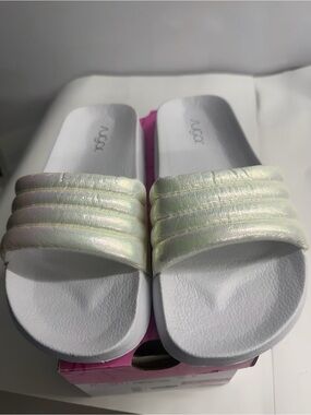 Sugar Iridescent White Slide Sandals